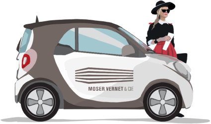 illustration of a car with a woman standing next to it