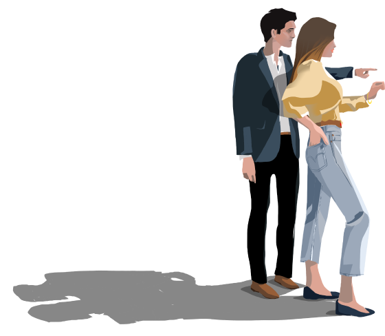 Illustration d'un homme et d'une femme debout